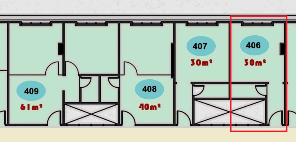 مخطط وتصميم وحدة 406 الطبية في الدور الرابع بمجمع ONE MALL