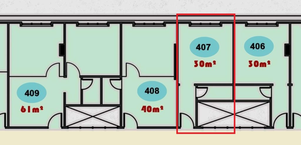 مخطط وتصميم وحدة 407 الطبية في الدور الرابع بمجمع ONE MALL