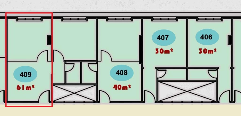 مخطط وتصميم وحدة 409 الطبية في الدور الرابع بمجمع ONE MALL