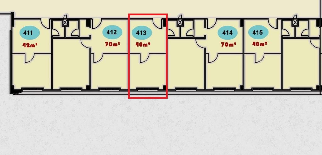 صورة داخلية/خارجية لوحدة تجارية (وحدة 413) تقع في الدور الرابع من مركز التسوق ONE MALL.
