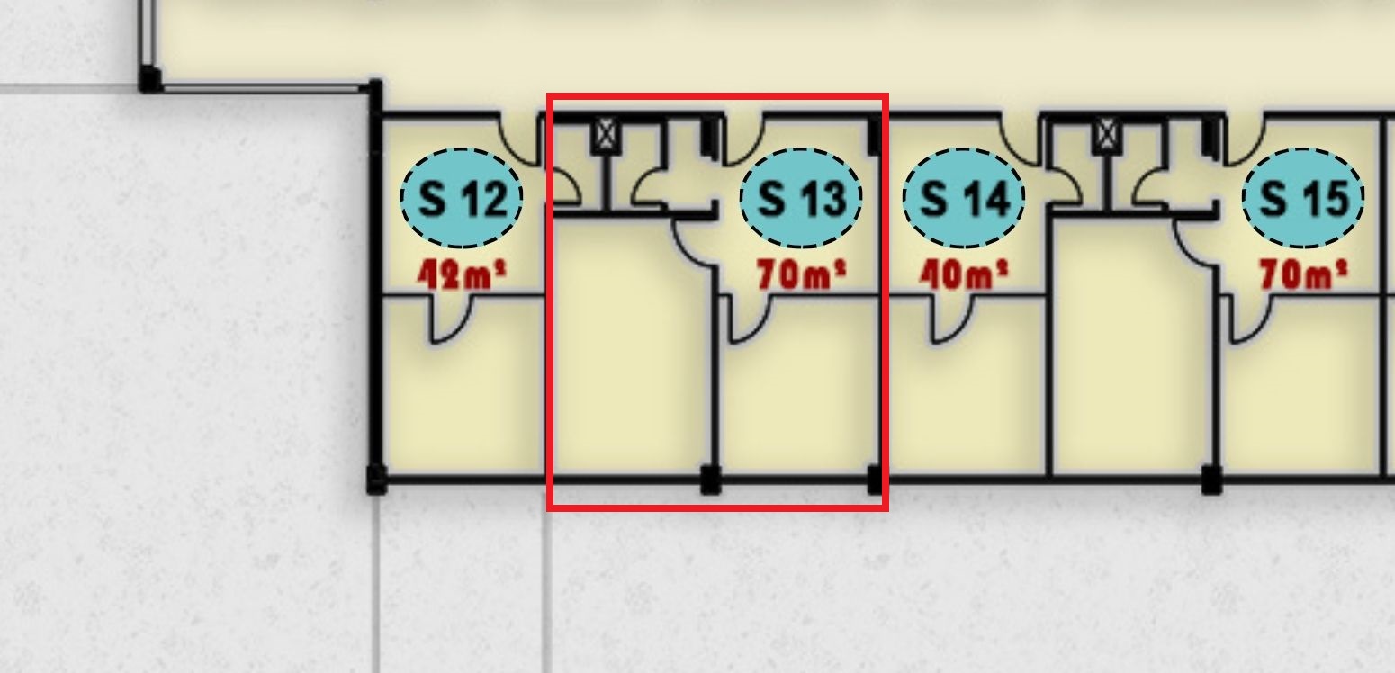 مخطط وتصميم وحدة S13 الطبية في الدور الثاني داخل مجمع ONE MALL
