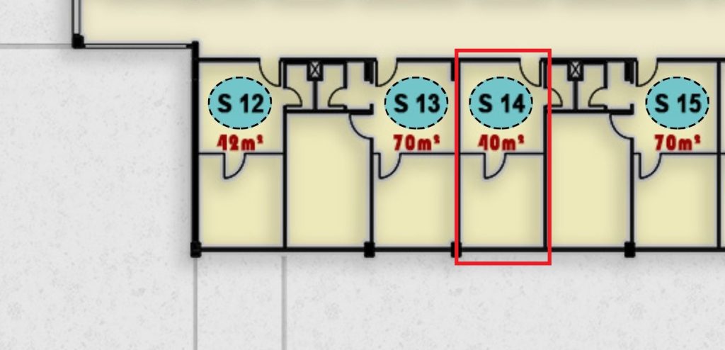 صورة توضح تصميم وحدة S14 الطبية في الدور الثاني داخل ONE MALL