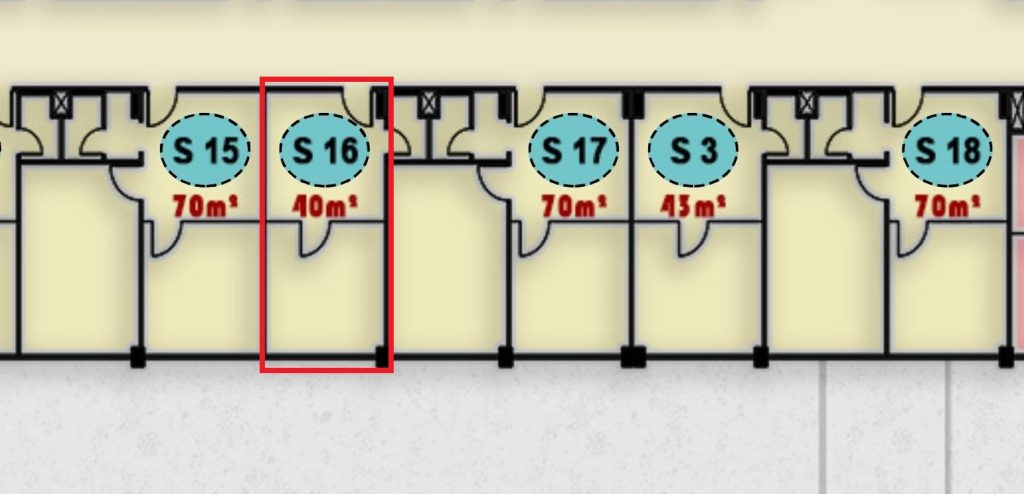 صورة توضيحية لتصميم وحدة S16 الطبية في الدور الثاني داخل ONE MALL بالشروق
