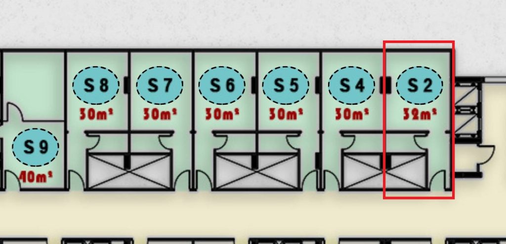 صورة توضح تصميم وحدة S2 الطبية في الدور الثاني بمجمع ONE MALL