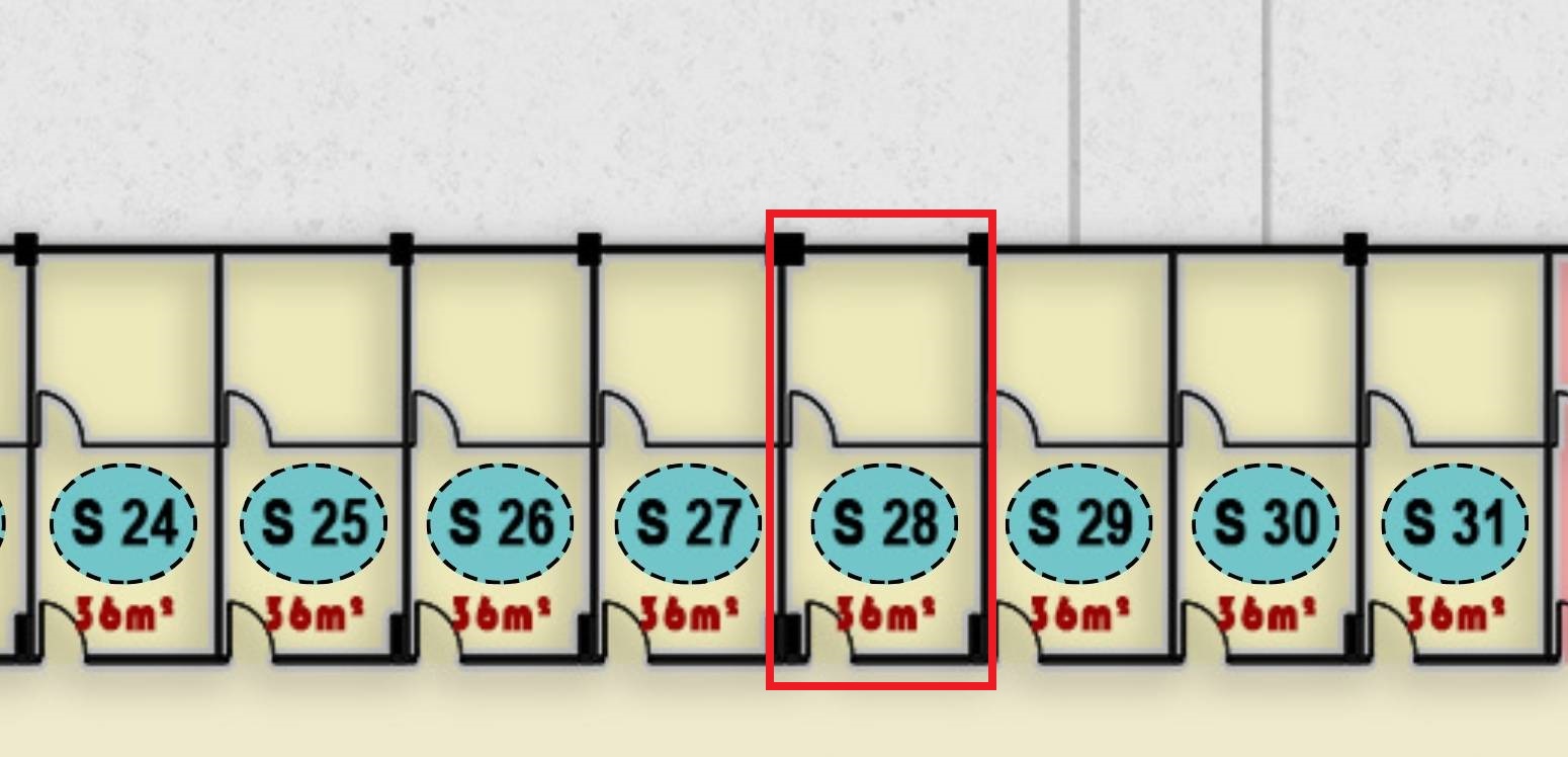 مخطط يوضح تصميم وحدة إداري S 28 في الدور الثالث بمجمع ONE MALL