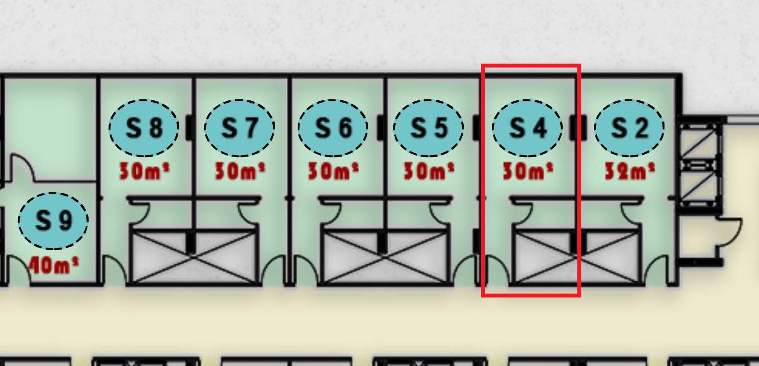 صورة توضح وحدة S4 الطبية بمساحة 30 م² في الدور الثاني بمجمع ONE MALL