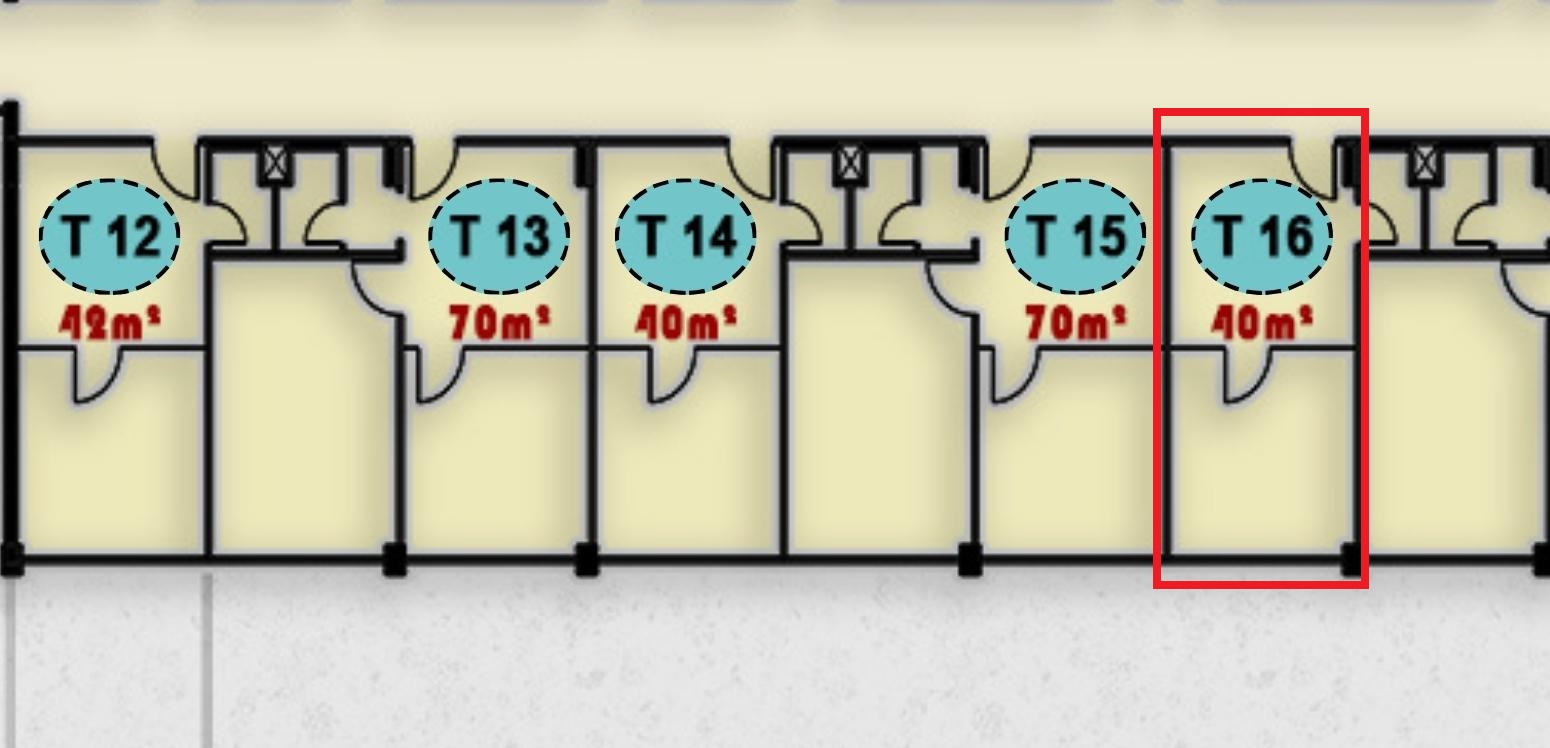 مخطط يوضح تصميم ووضعية وحدة T16 في الدور الثالث بمجمع ONE MALL