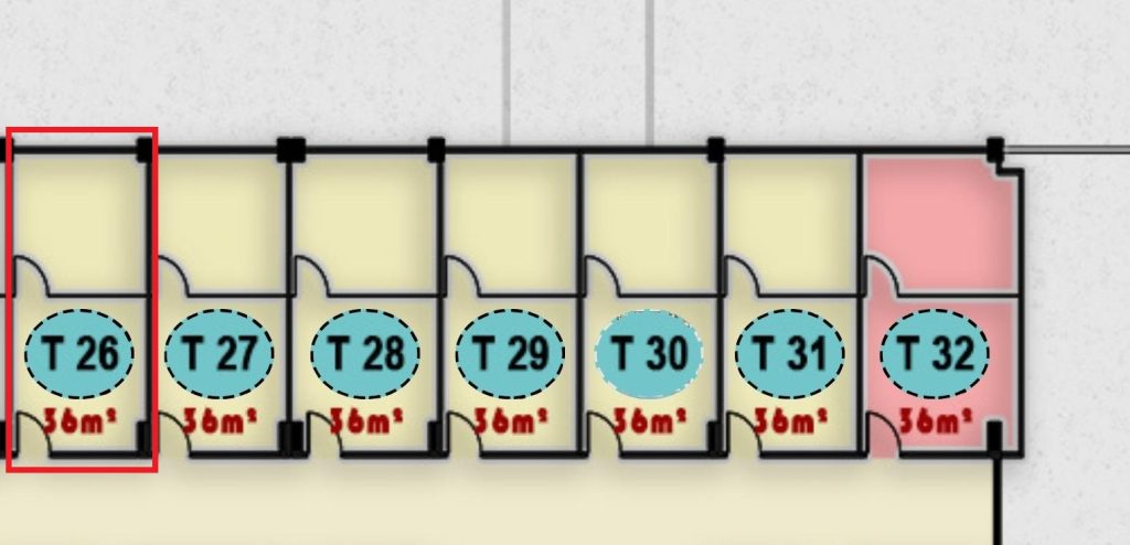 مخطط تصميم وحدة T26 في الدور الثالث بمجمع ONE MALL