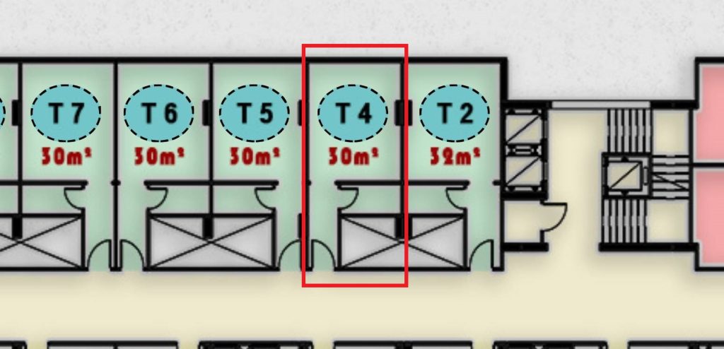صورة لوحدة T4 في الدور الثالث بمجمع ONE MALL، تعرض التصميم والمساحة الداخلية للوحدة الطبية