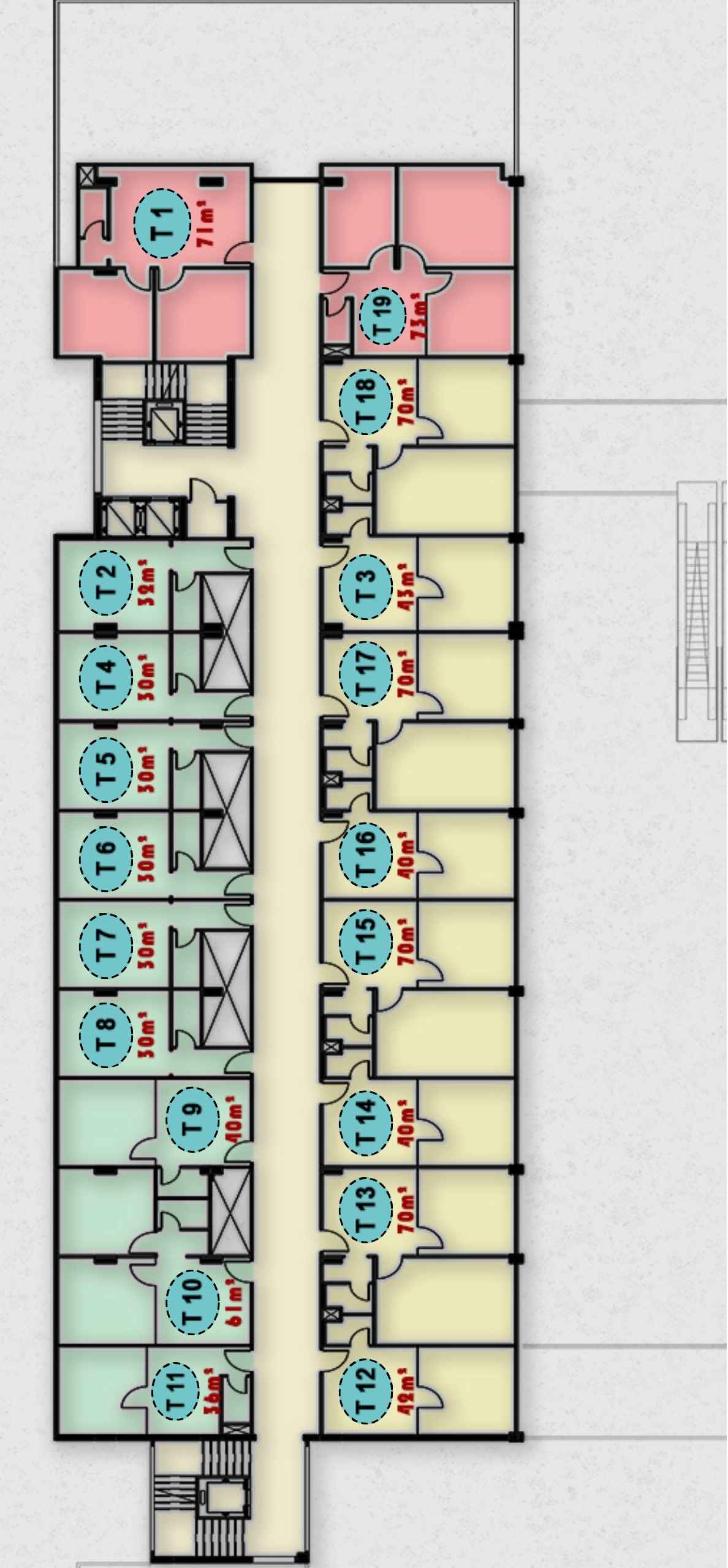 التقسيم المعماري للوحدات الطبية بالدور الثالث
