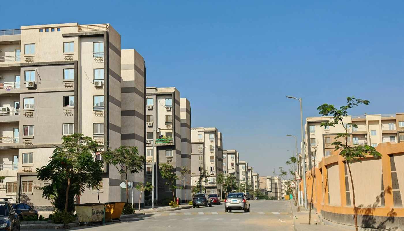 Luxury residential complex in El-Shorouk with modern architecture, gardens, and open spaces